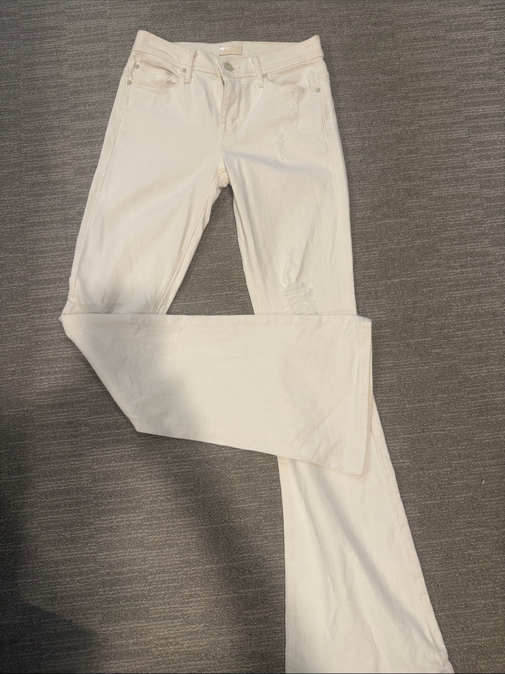 MOTHER Cream Flared Jeans